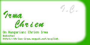 irma chrien business card